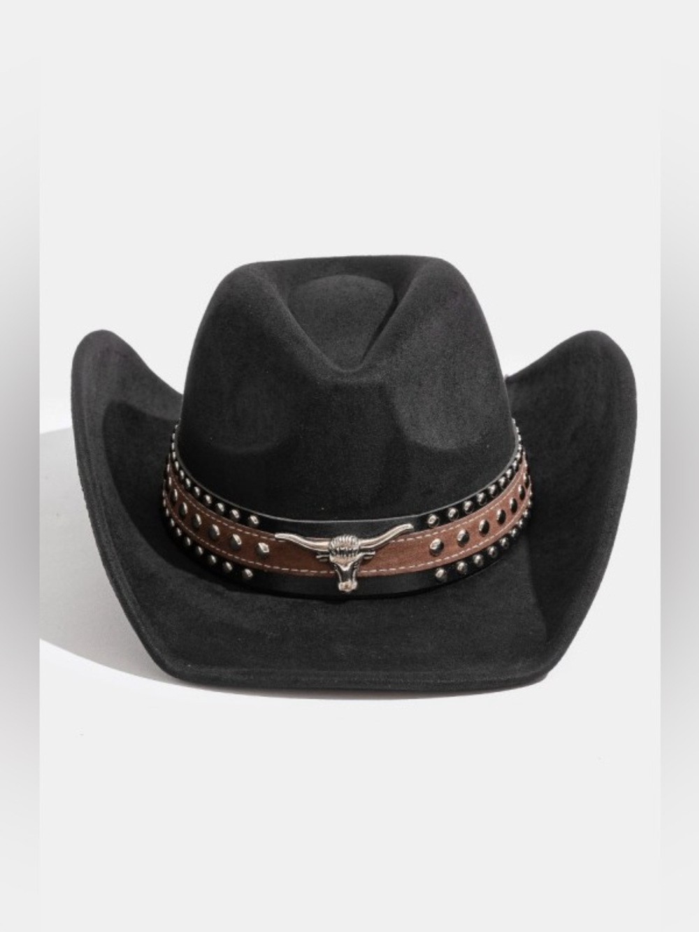 Layered Western Bull Head Strap Cowboy Hat
